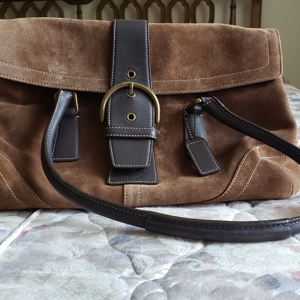 Suede Coach Handbag